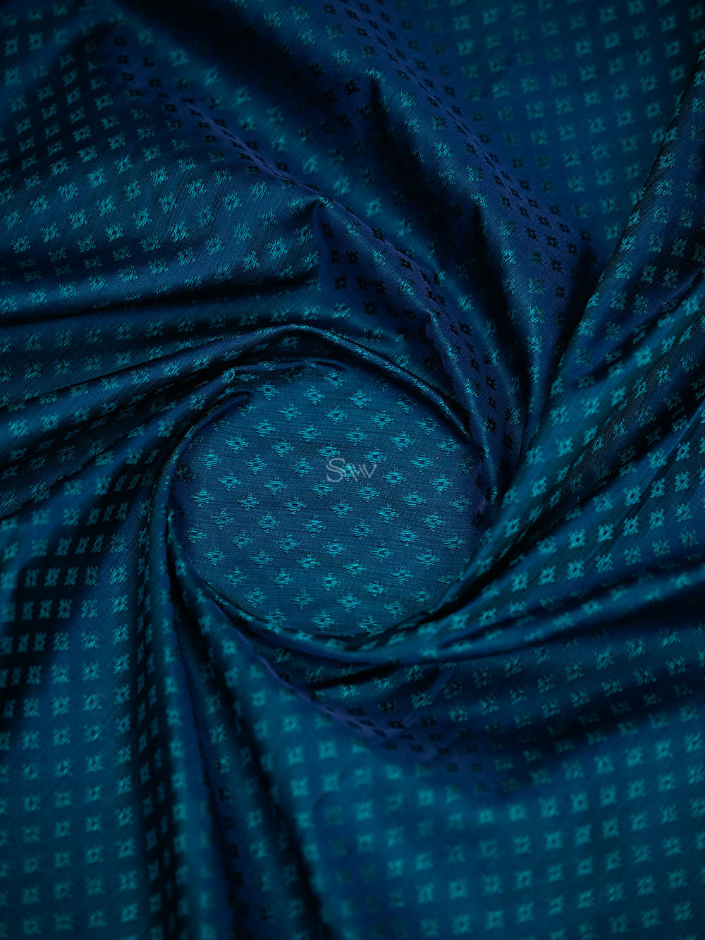 Blue Green Satin Tanchoi Silk Handloom Banarasi Suit - Sacred Weaves