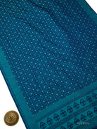 Blue Green Satin Tanchoi Silk Handloom Banarasi Suit - Sacred Weaves