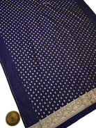 Navy Blue Meenakari Booti Katan Silk Handloom Banarasi Suit - Sacred Weaves