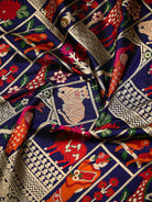 Navy Blue Meenakari Booti Katan Silk Handloom Banarasi Suit - Sacred Weaves