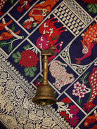 Navy Blue Meenakari Booti Katan Silk Handloom Banarasi Suit - Sacred Weaves