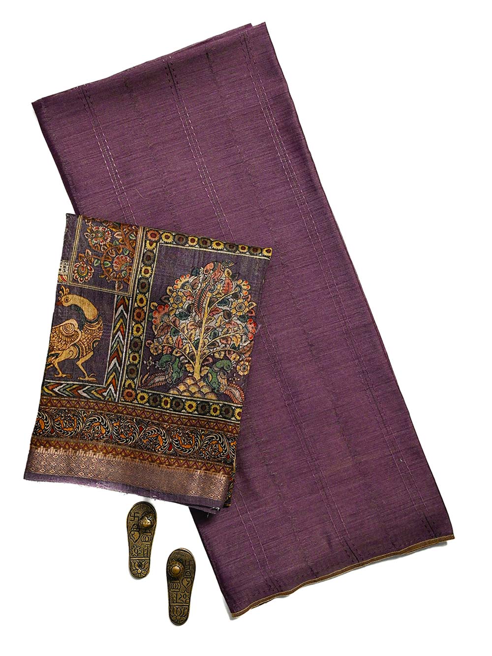 Dark Magenta Moonga Tussar Silk Handloom Banarasi Suit - Sacred Weaves