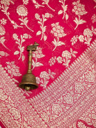 Reddish Pink Jaal Khaddi Georgette Handloom Banarasi Saree - Sacred Weaves
