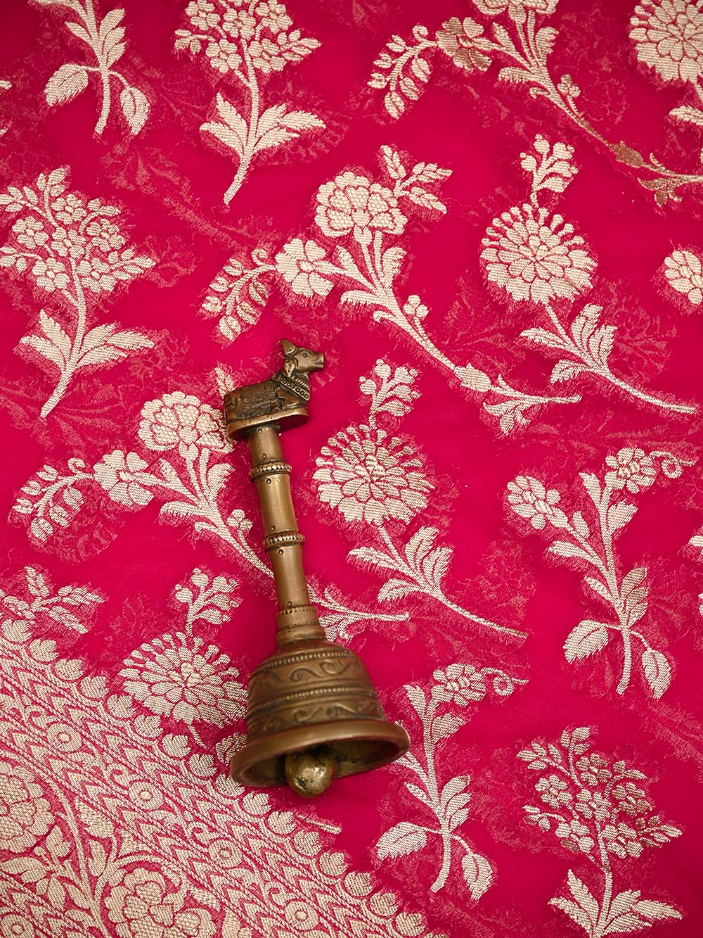 Reddish Pink Jaal Khaddi Georgette Handloom Banarasi Saree - Sacred Weaves
