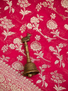 Reddish Pink Jaal Khaddi Georgette Handloom Banarasi Saree - Sacred Weaves