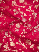 Reddish Pink Jaal Khaddi Georgette Handloom Banarasi Saree - Sacred Weaves
