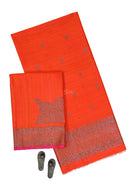 Dark Orange Booti Dupion Silk Handloom Banarasi Suit - Sacred Weaves