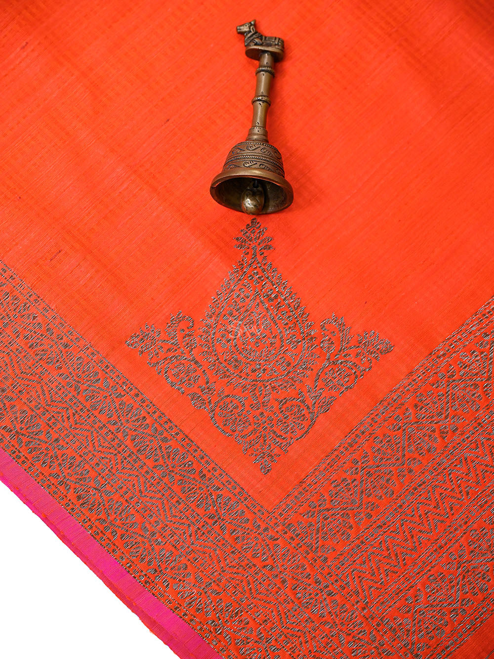 Dark Orange Booti Dupion Silk Handloom Banarasi Suit - Sacred Weaves