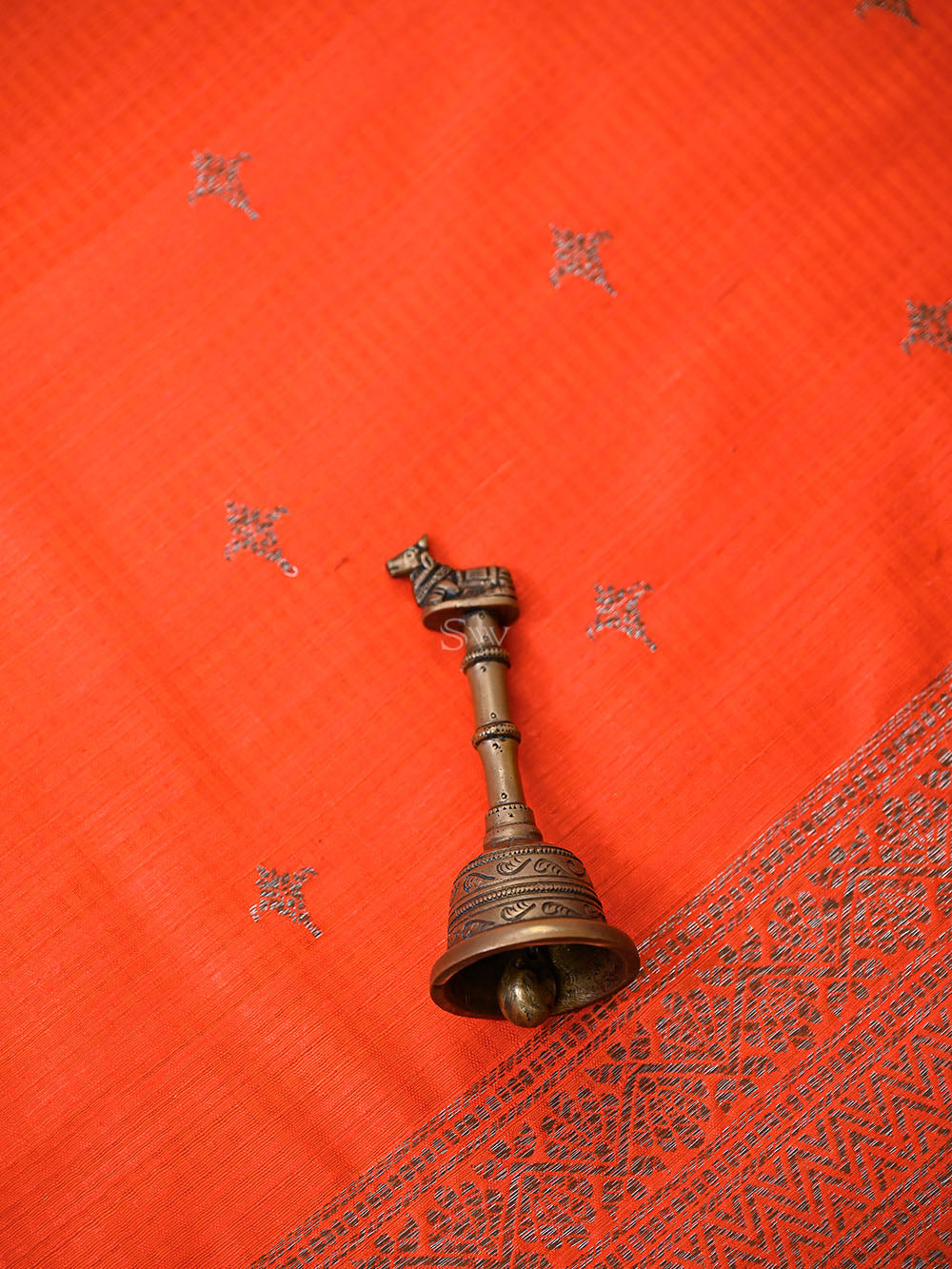Dark Orange Booti Dupion Silk Handloom Banarasi Suit - Sacred Weaves