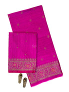Dark Magenta Booti Dupion Silk Handloom Banarasi Suit - Sacred Weaves