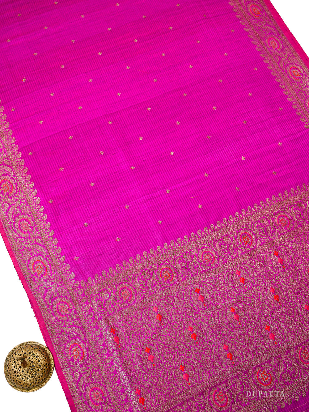 Dark Magenta Booti Dupion Silk Handloom Banarasi Suit - Sacred Weaves