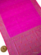 Dark Magenta Booti Dupion Silk Handloom Banarasi Suit - Sacred Weaves