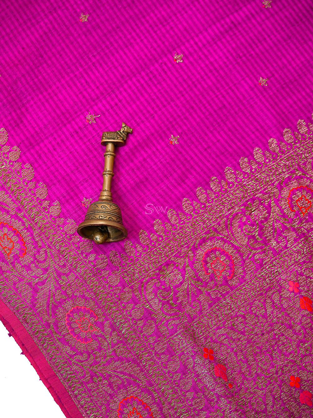Dark Magenta Booti Dupion Silk Handloom Banarasi Suit - Sacred Weaves
