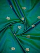 Green Blue Booti Katan Silk Handloom Banarasi Suit - Sacred Weaves
