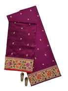 Wine Booti Katan Silk Handloom Banarasi Suit - Sacred Weaves