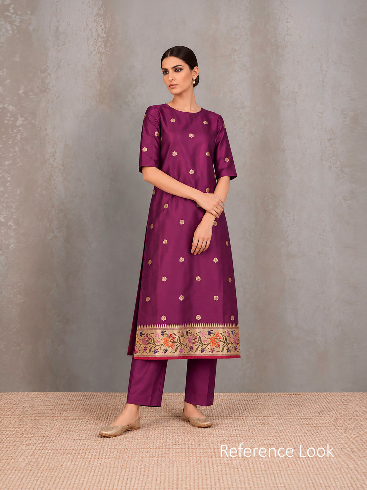 Wine Booti Katan Silk Handloom Banarasi Suit - Sacred Weaves