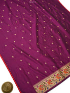 Wine Booti Katan Silk Handloom Banarasi Suit - Sacred Weaves