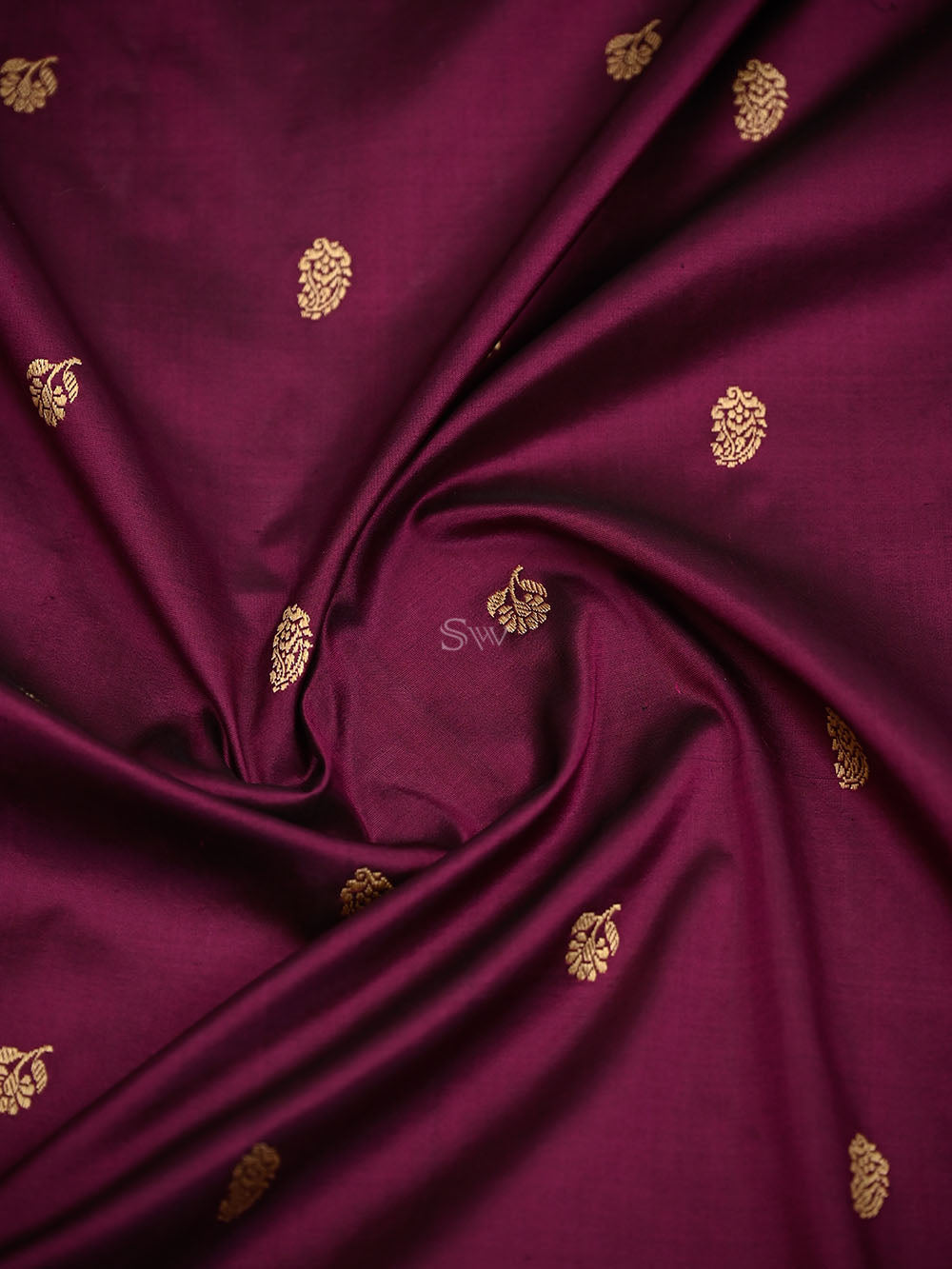 Wine Booti Katan Silk Handloom Banarasi Suit - Sacred Weaves