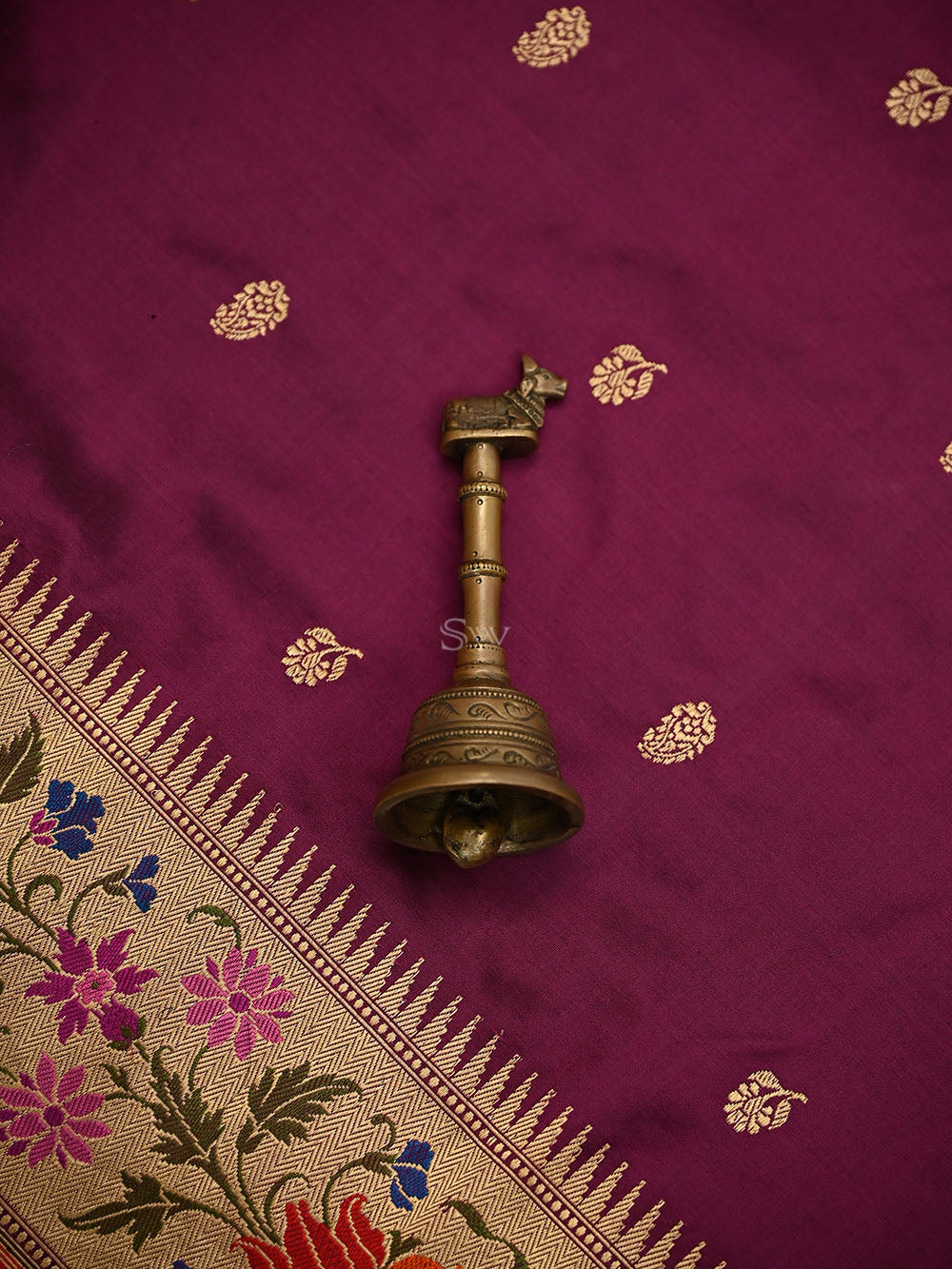 Wine Booti Katan Silk Handloom Banarasi Suit - Sacred Weaves