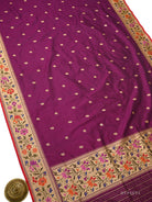 Wine Booti Katan Silk Handloom Banarasi Suit - Sacred Weaves