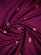 Wine Booti Katan Silk Handloom Banarasi Suit - Sacred Weaves