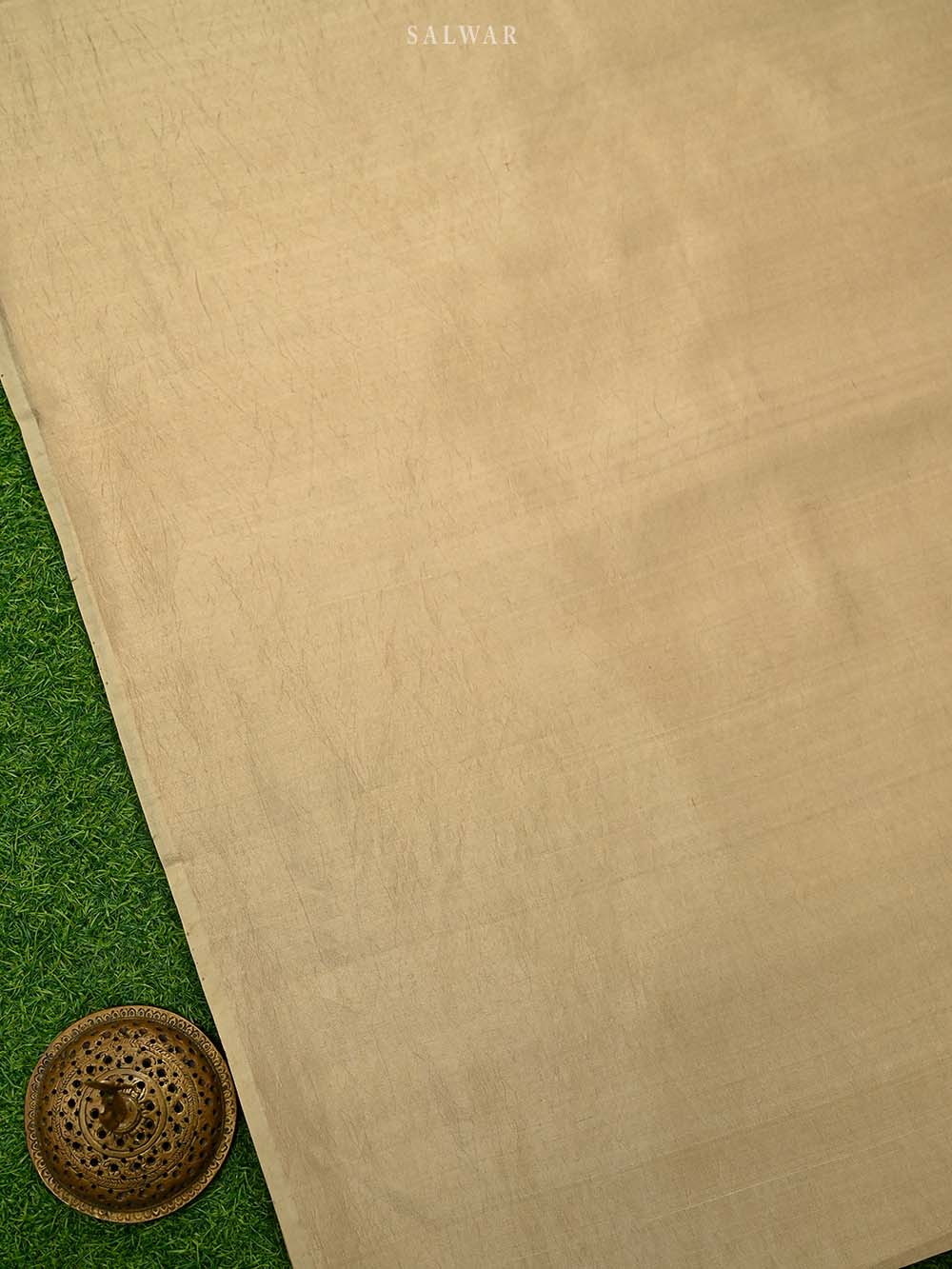 Dark Beige Booti Katan Silk Handloom Banarasi Suit - Sacred Weaves