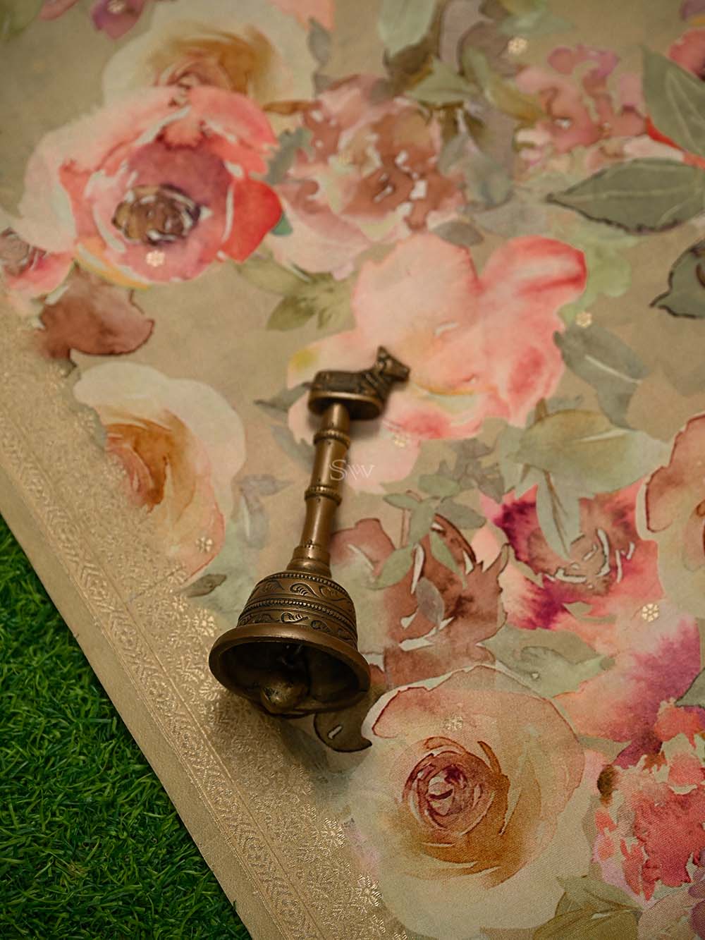 Dark Beige Booti Katan Silk Handloom Banarasi Suit - Sacred Weaves