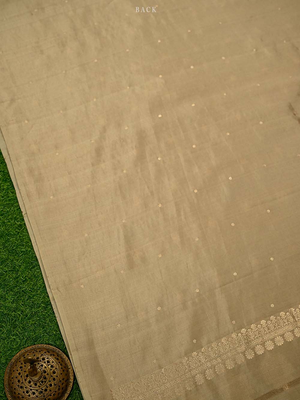 Dark Beige Booti Katan Silk Handloom Banarasi Suit - Sacred Weaves