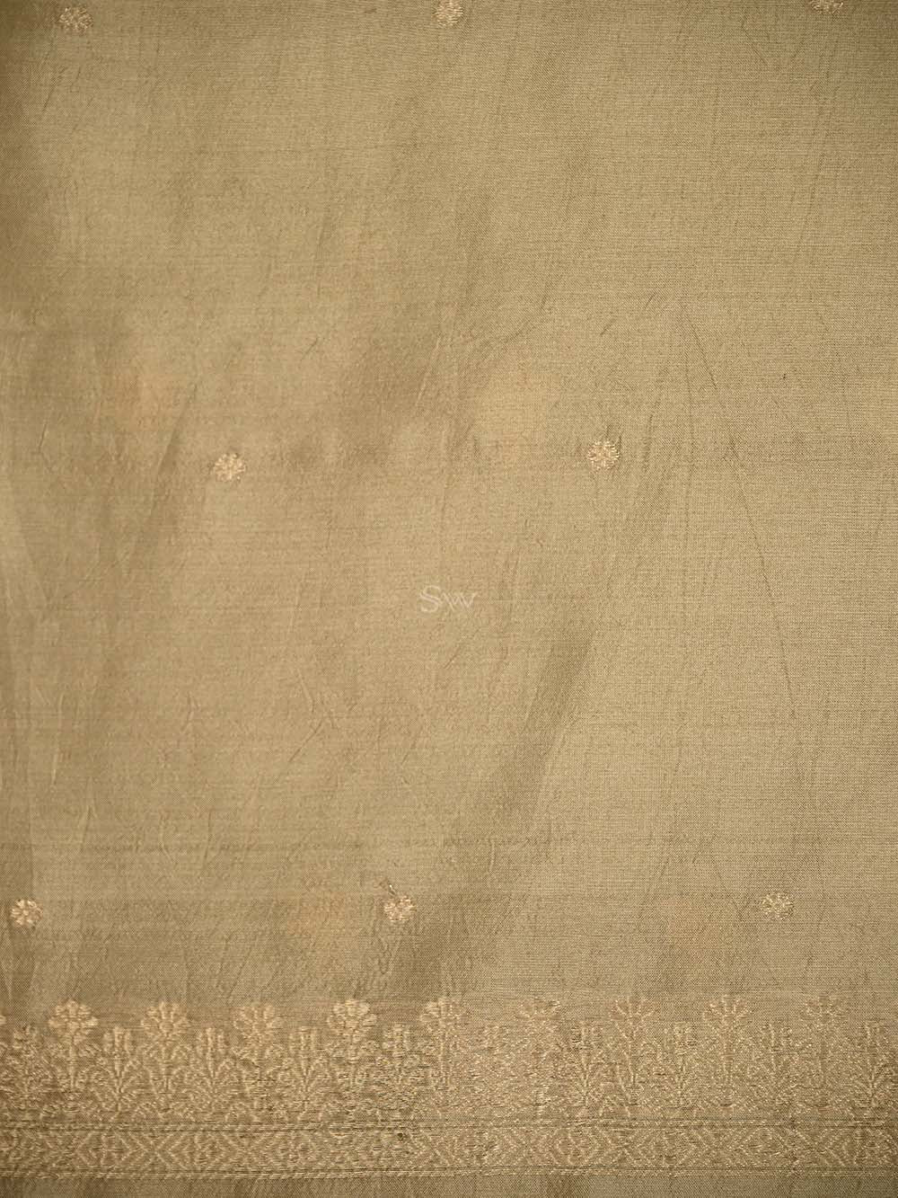 Dark Beige Booti Katan Silk Handloom Banarasi Suit - Sacred Weaves