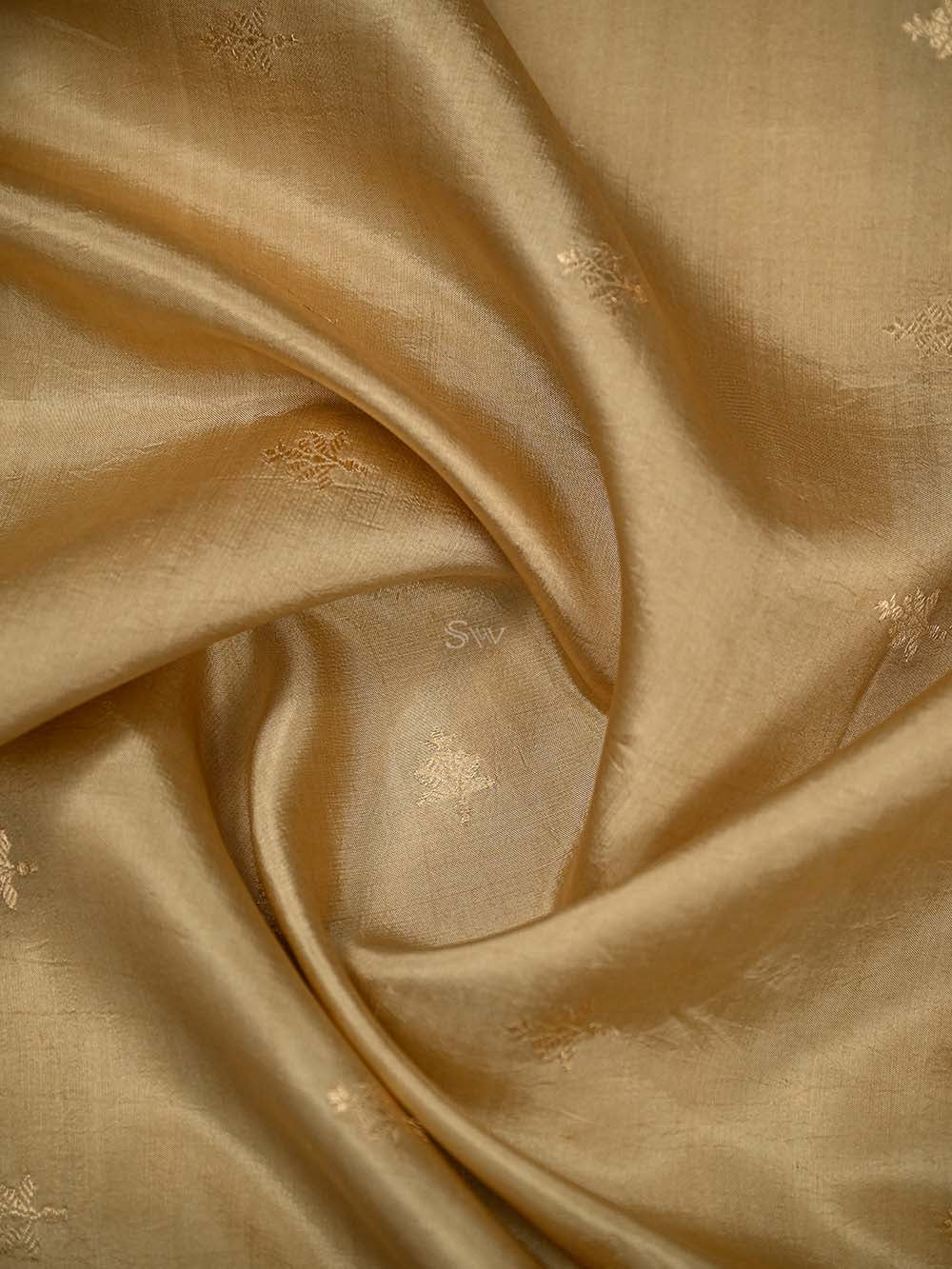 Dark Beige Booti Katan Silk Handloom Banarasi Suit - Sacred Weaves
