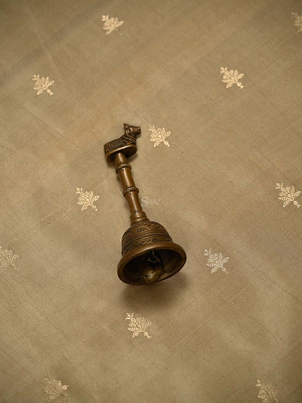 Dark Beige Booti Katan Silk Handloom Banarasi Suit - Sacred Weaves