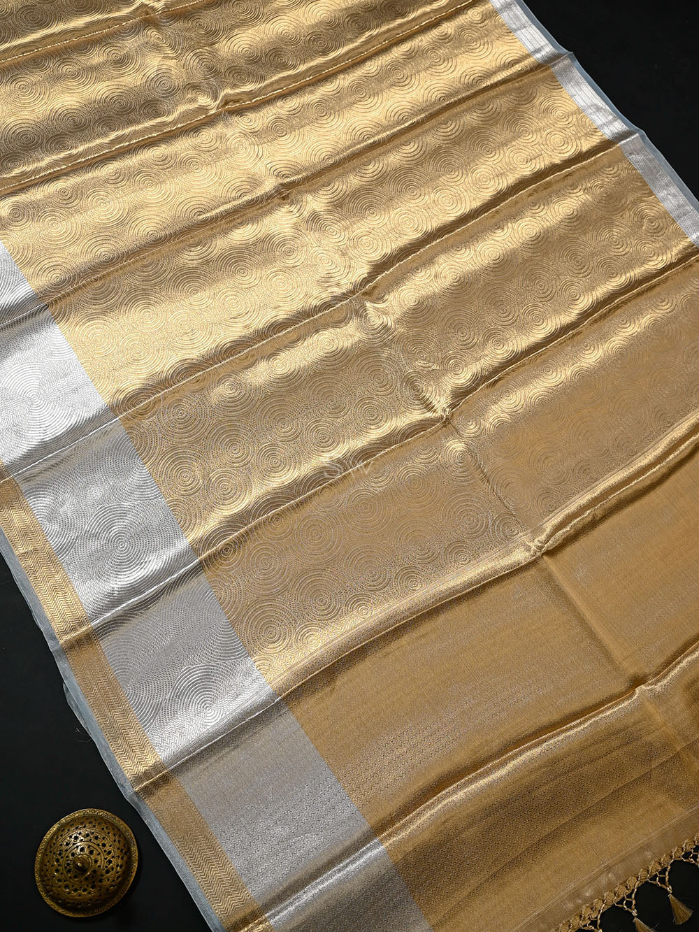 Pastel Sky-blue Tissue Brocade Handloom Banarasi Saree - Sacred Weaves