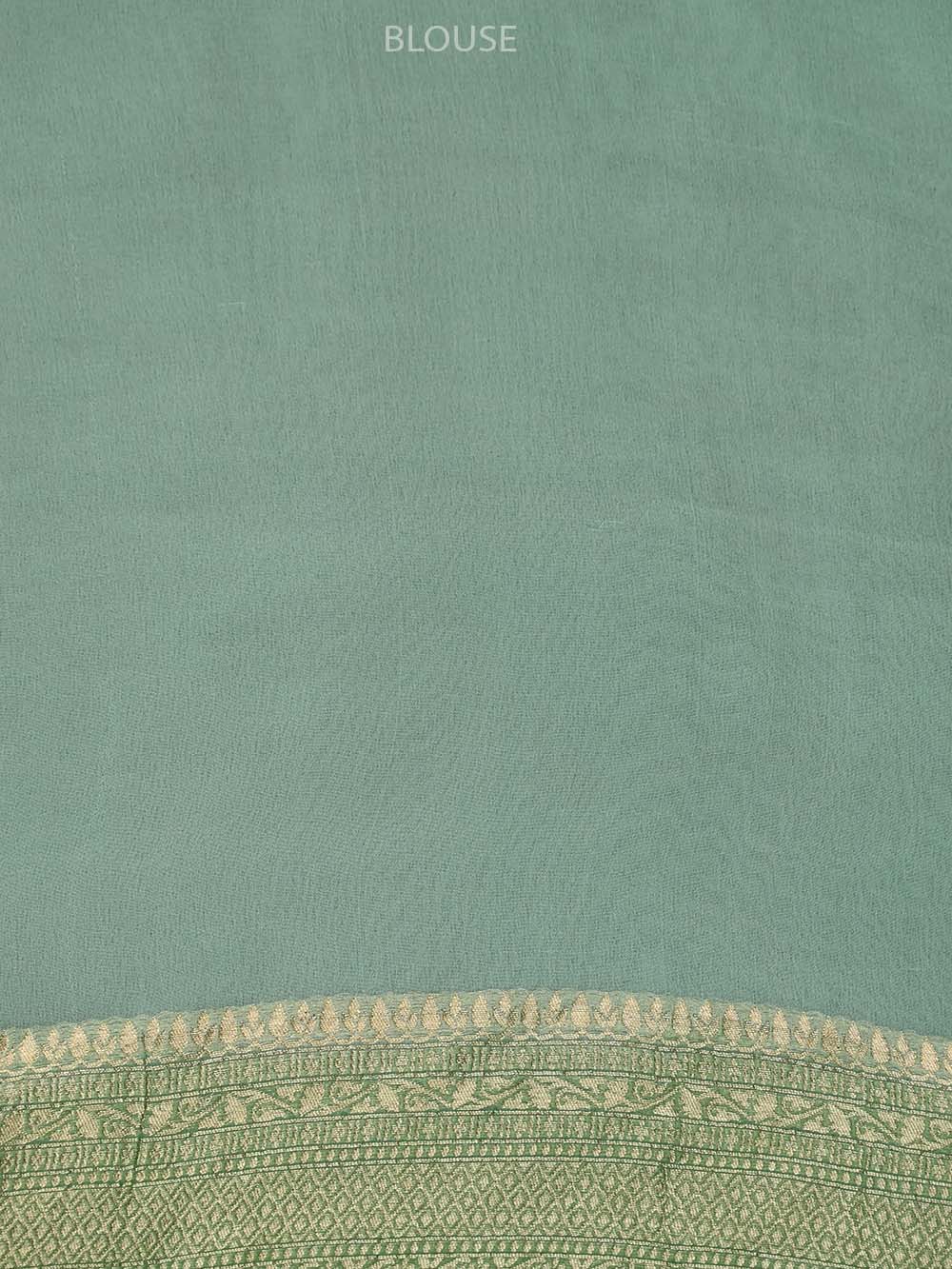Sea Green Rangkat Georgette Tissue Handloom Banarasi Saree - Sacred Weaves