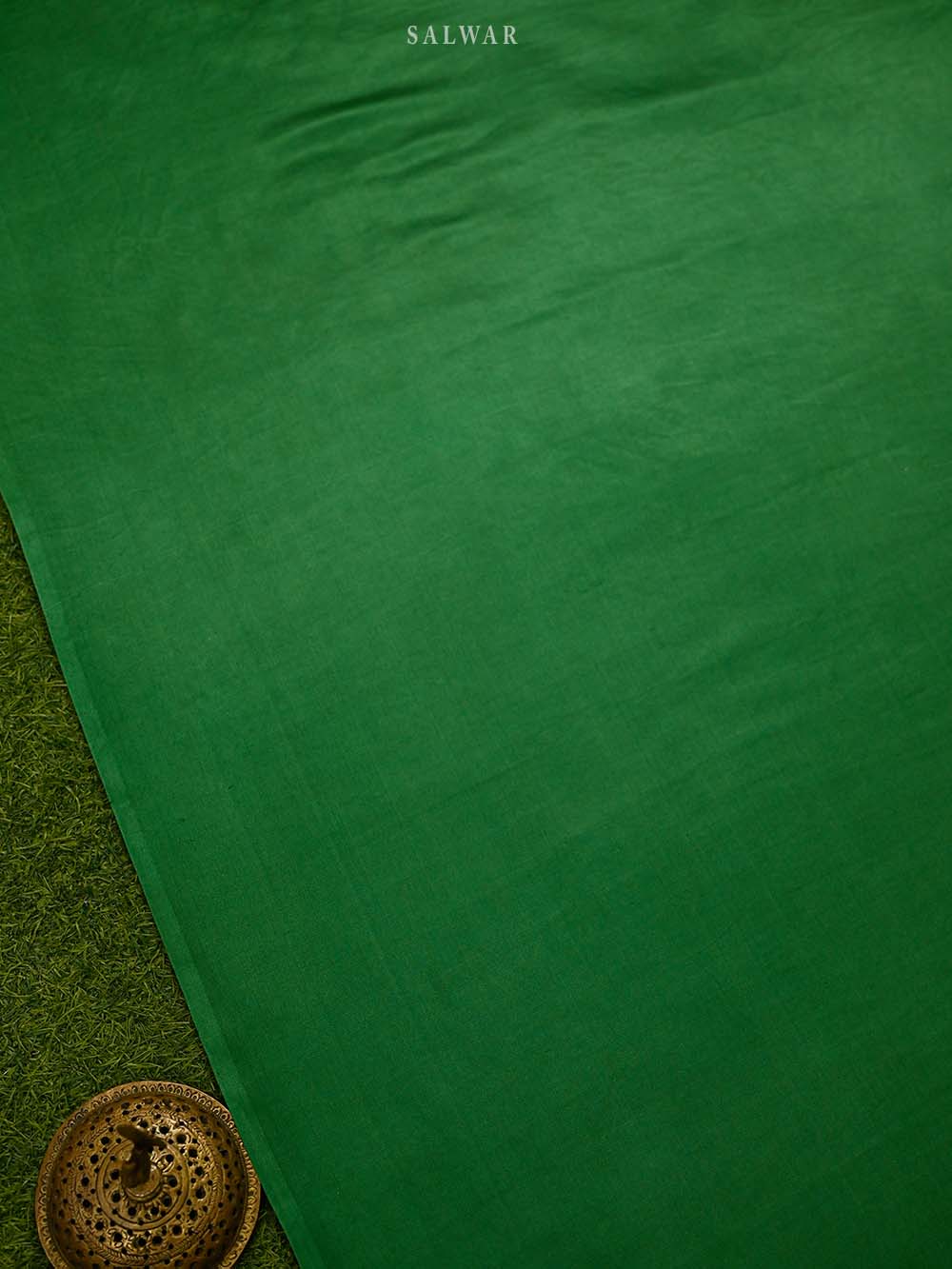 Green Printed Satin Silk Handloom Banarasi Suit - Sacred Weaves