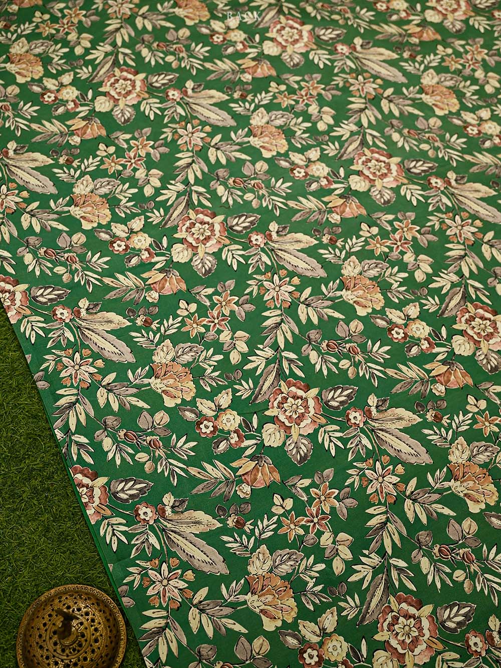 Green Printed Satin Silk Handloom Banarasi Suit - Sacred Weaves