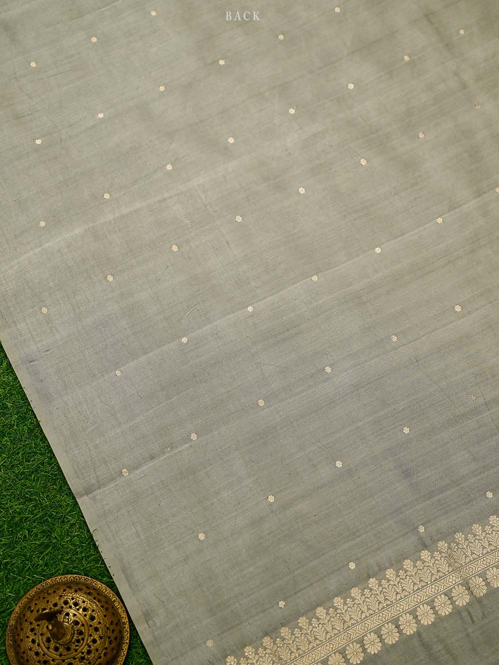 Grey Booti Katan Silk Handloom Banarasi Suit - Sacred Weaves