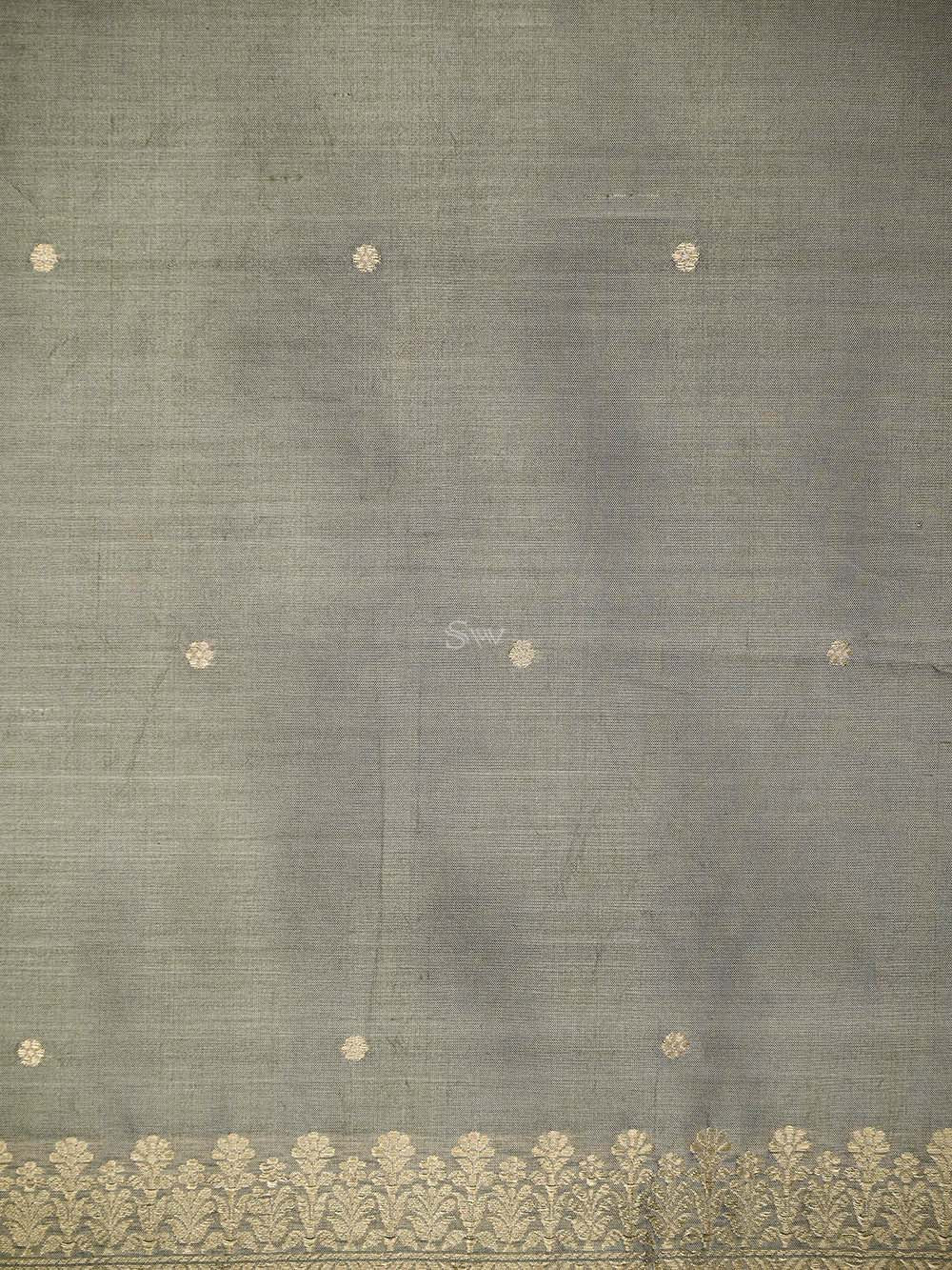 Grey Booti Katan Silk Handloom Banarasi Suit - Sacred Weaves