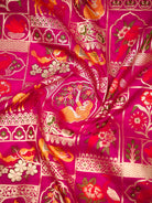 Dark Pink Meenakari Booti Katan Silk Handloom Banarasi Suit - Sacred Weaves