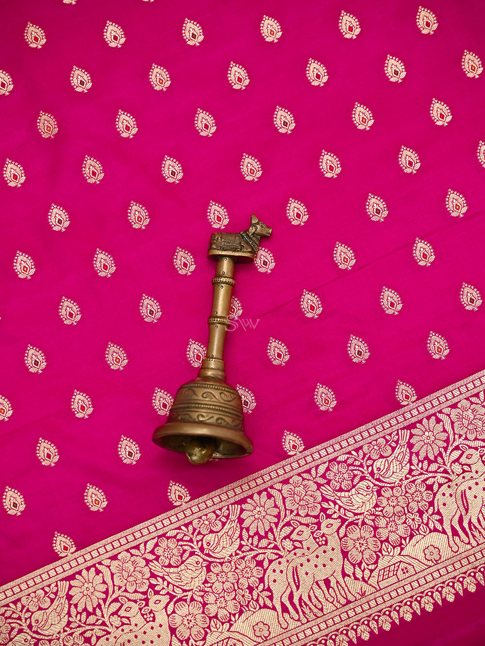 Dark Pink Meenakari Booti Katan Silk Handloom Banarasi Suit - Sacred Weaves