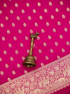 Dark Pink Meenakari Booti Katan Silk Handloom Banarasi Suit - Sacred Weaves