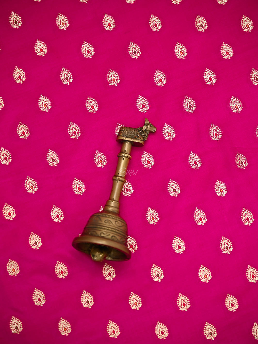Dark Pink Meenakari Booti Katan Silk Handloom Banarasi Suit - Sacred Weaves