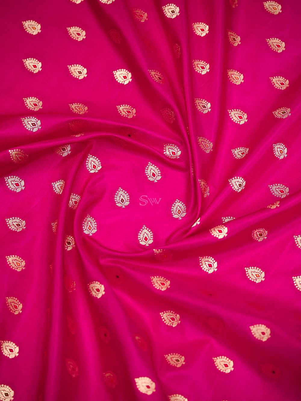 Dark Pink Meenakari Booti Katan Silk Handloom Banarasi Suit - Sacred Weaves