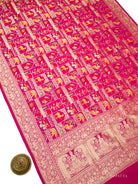 Dark Pink Meenakari Booti Katan Silk Handloom Banarasi Suit - Sacred Weaves