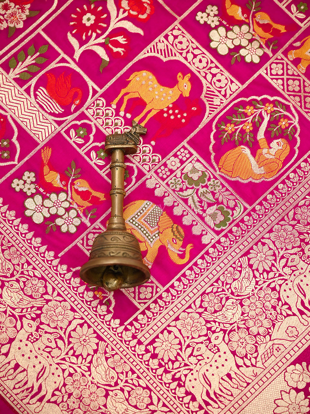 Dark Pink Meenakari Booti Katan Silk Handloom Banarasi Suit - Sacred Weaves