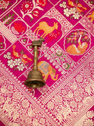 Dark Pink Meenakari Booti Katan Silk Handloom Banarasi Suit - Sacred Weaves