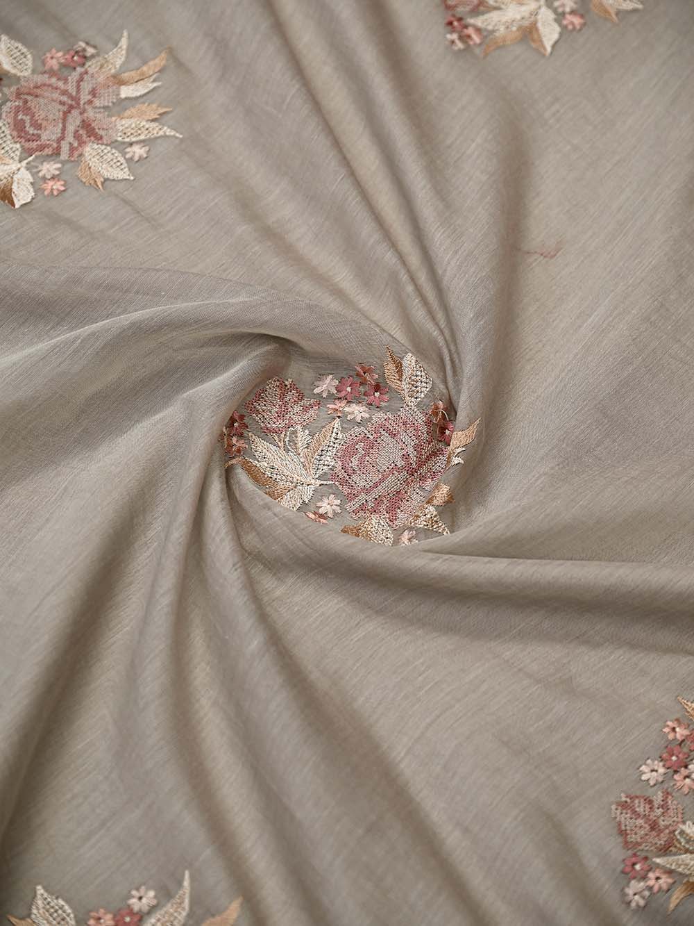 Light Beige Booti Cotton Silk Handloom Banarasi Suit - Sacred Weaves