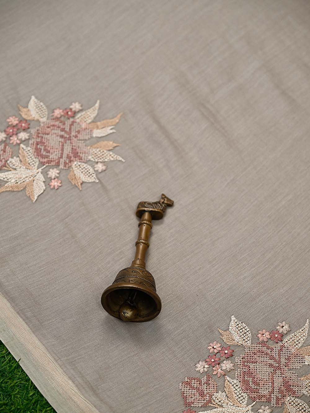 Light Beige Booti Cotton Silk Handloom Banarasi Suit - Sacred Weaves