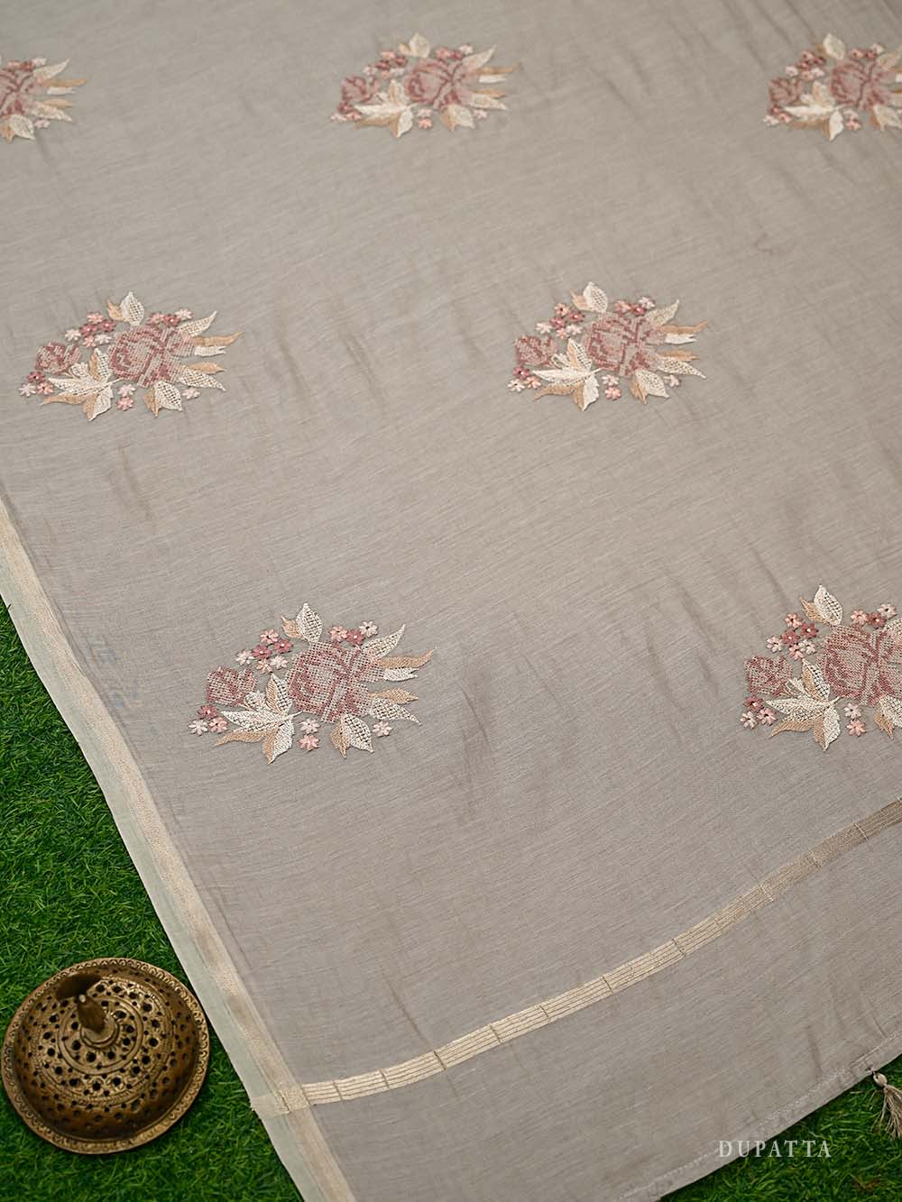 Light Beige Booti Cotton Silk Handloom Banarasi Suit - Sacred Weaves