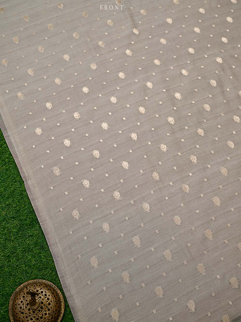 Light Beige Booti Cotton Silk Handloom Banarasi Suit - Sacred Weaves