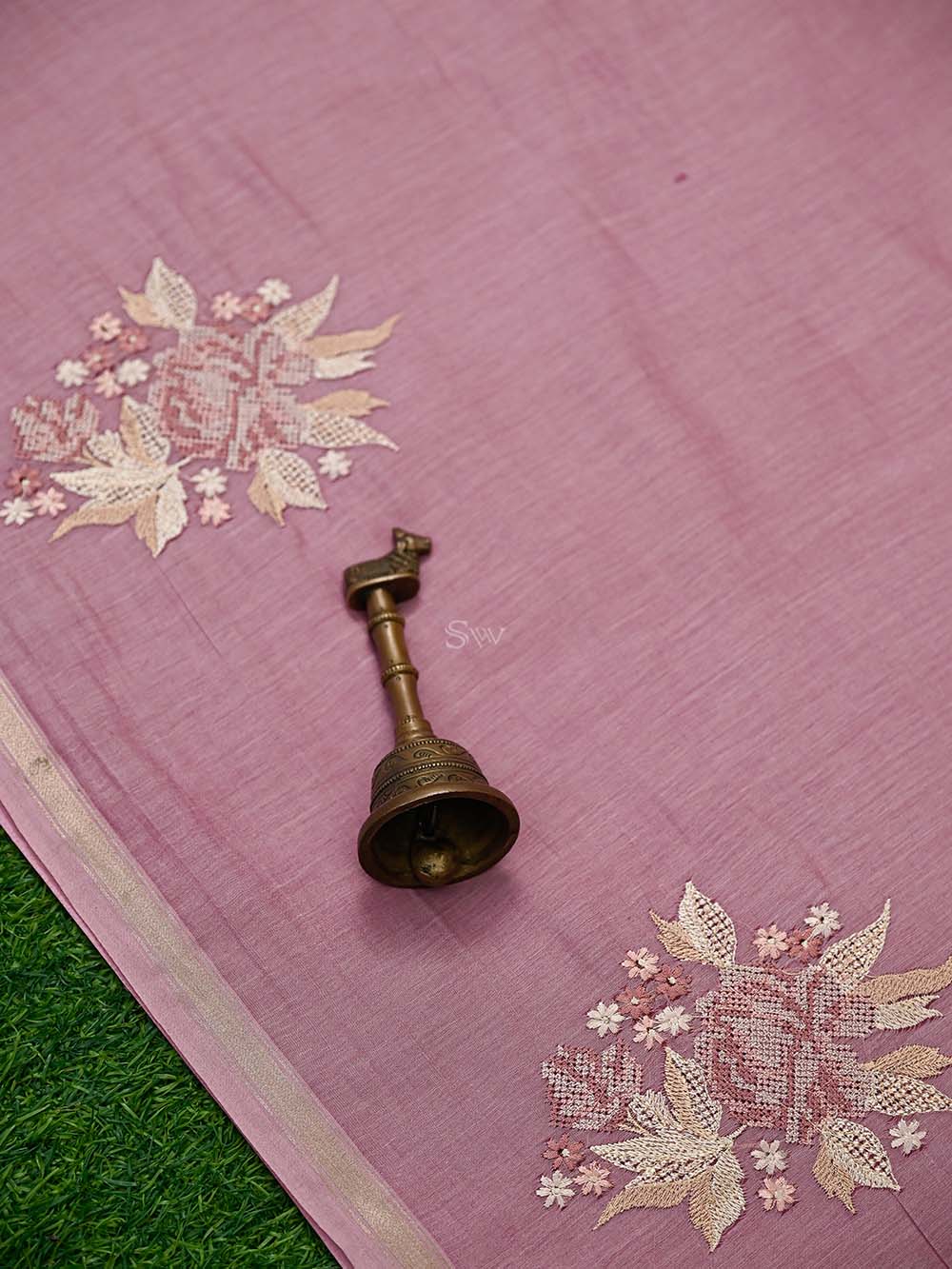Pastel Pink Booti Cotton Silk Handloom Banarasi Suit - Sacred Weaves